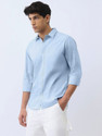 URBANICE Men Solid Casual Light Blue Shirt