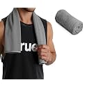 UrbanLeaf 1 Pc Self Stripe Microfiber Gym Towel, Hand Towels, Lightweight Sports &amp; Workout Towels for Gym, Running, Yoga, Travel &amp; Fitness, Quick-Dry Workout &amp; Yoga Towels, 40 x 60 cm (Grey)