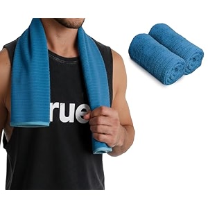 urbanleaf 2 pcs self stripe microfiber gym towels hand towels lightweight sports amp workout towels for gym running yoga travel amp fitness quick-dry workout amp yoga towels 40 x 60 cm blue