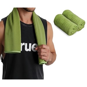 urbanleaf 2 pcs self stripe microfiber gym towels hand towels lightweight sports amp workout towels for gym running yoga travel amp fitness quick-dry workout amp yoga towels 40 x 60 cm green