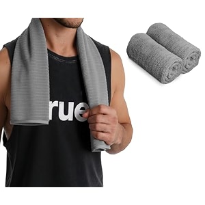 urbanleaf 2 pcs self stripe microfiber gym towels hand towels lightweight sports amp workout towels for gym running yoga travel amp fitness quick-dry workout amp yoga towels 40 x 60 cm grey