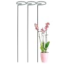 URBANMAALI 16 inches Metal Plant Stakes, Pack of 3 | Single Stem Flower Plant Support | Garden Plant Trellis for Amaryllis Orchid Lily Rose Tomatoes