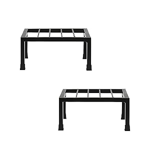 urbanmaali plant stand  heavy gauge iron pot stand for indoor outdoor use  balcony  home  garden  living room  black-set of 2