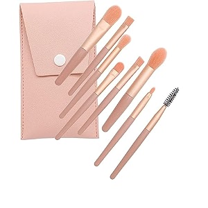 urbanmac makeup brush set 8pcs mini with storage dark_peach