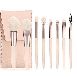 urbanmac makeup brush set 8pcs mini with storage blue gray