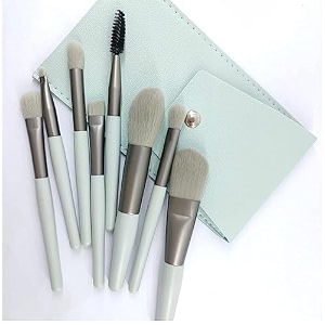 urbanmac makeup brush set 8pcs mini with storage green gray