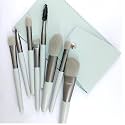 URBANMAC Makeup Brush Set 8PCS Mini With Storage (Green Gray)