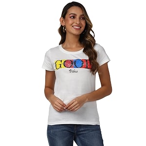 UrbanMark Women 100 Cotton Round Neck Text
