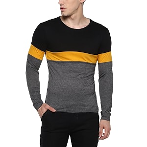 Urbano Fashion Mens Black Yellow Grey Round