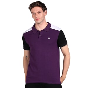 Urbano Fashion Mens Colour-Block Slim Fit Half