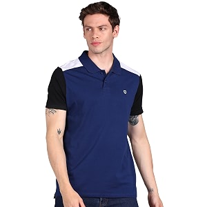 Urbano Fashion Mens Colour-Block Slim Fit Half