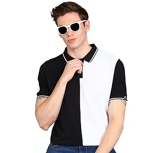 Urbano Fashion Mens Colour-Block Slim Fit Half