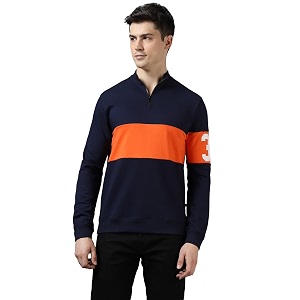 Urbano Fashion Mens Cotton Color Block Sweatshirt