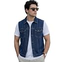 Urbano Fashion Men's Regular Fit Washed Sleeveless Denim Jacket
