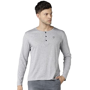 Urbano Fashion Mens Solid Henley Neck Slim