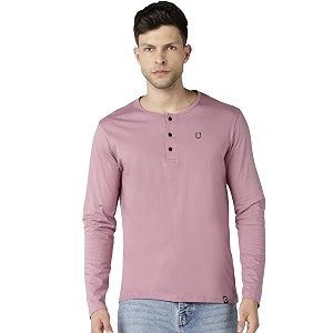 Urbano Fashion Mens Solid Henley Neck Slim