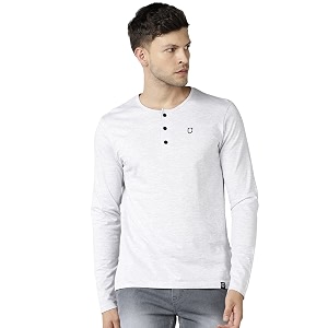Urbano Fashion Mens Solid Henley Neck Slim