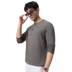 Urbano Fashion Mens Solid Henley Neck Slim