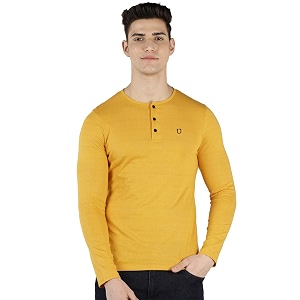 Urbano Fashion Mens Solid Henley Neck Slim