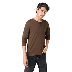 Urbano Fashion Mens Solid Henley Neck Slim