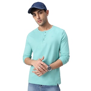 Urbano Fashion Mens Solid Henley Neck Slim