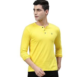 Urbano Fashion Mens Solid Henley Neck Slim