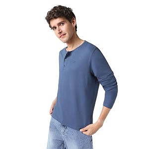 Urbano Fashion Mens Solid Henley Neck Slim