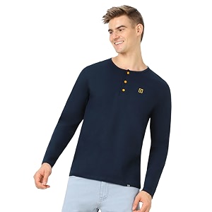 Urbano Fashion Mens Solid Henley Neck Slim