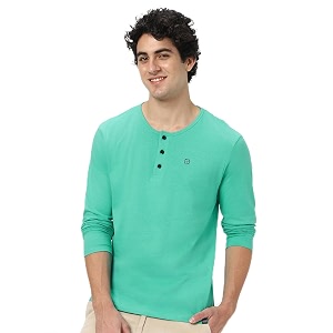 Urbano Fashion Mens Solid Henley Neck Slim