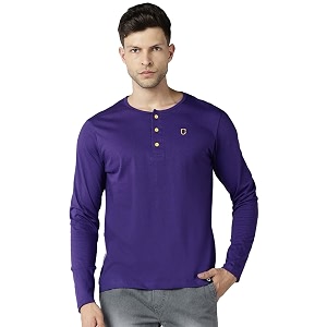 Urbano Fashion Mens Solid Henley Neck Slim