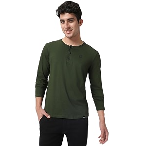 Urbano Fashion Mens Solid Henley Neck Slim