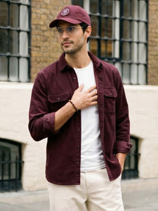 Urbano Fashion Men Self Design Casual Maroon