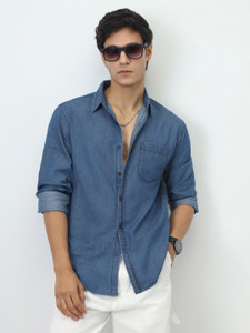 Urbano Fashion Men Solid Casual Blue Shirt