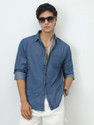 Urbano Fashion Men Solid Casual Blue Shirt
