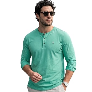 Urbano Fashion Mens Solid Henley Neck Slim