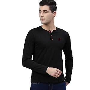 Urbano Fashion Mens Solid Henley Neck Slim