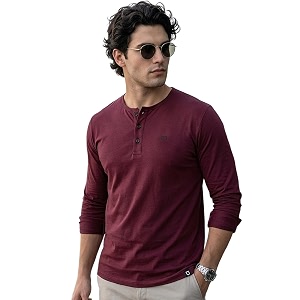 Urbano Fashion Mens Solid Henley Neck Slim