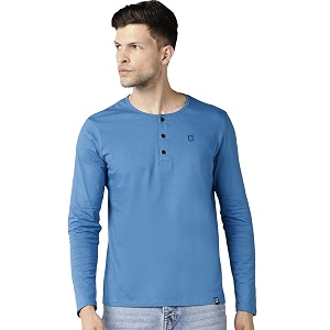 Urbano Fashion Mens Solid Henley Neck Slim