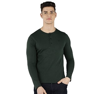 Urbano Fashion Mens Solid Henley Neck Slim
