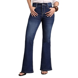 Urbano Fashion Womens Mid Rise Bootcut Washed