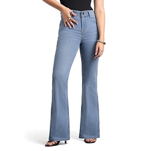 Urbano Fashion Womens Mid Rise Bootcut Washed