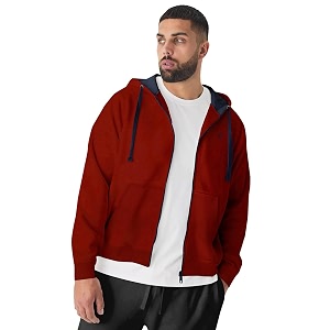 Urbano Plus Mens Cotton Zippered Hooded Casual