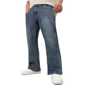 Urbano Plus Mens Washed Bootcut Jeans Stretchable