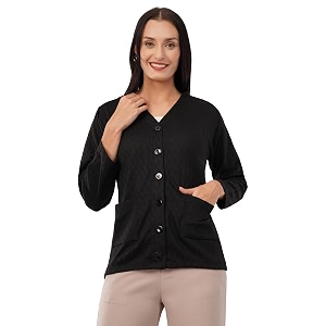 urbanrock women wollen v-neck cardigan sweater for winter wear with front pockets plus size also available