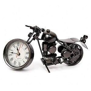 vintage royal bullet motor bike with antique clock rustic iron metal decor showpiece for study table desk office gifts