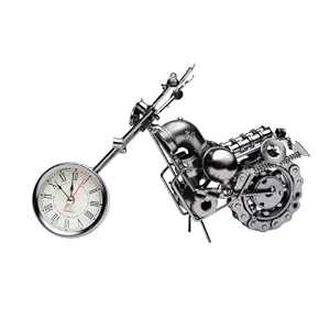 vintage royal bullet motor bike with antique clock rustic iron metal decor showpiece for study table desk office gifts brown