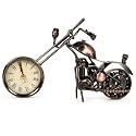 Vintage Royal Bullet Motor Bike with Antique Clock, Rustic Iron Metal Decor Showpiece for Study Table, Desk, Office, Gifts. (Brown1)
