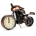 Vintage Royal Bullet Motor Bike with Antique Clock, Rustic Iron Metal Decor Showpiece for Study Table, Desk, Office, Gifts. (Brown)