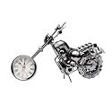 Vintage Royal Bullet Motor Bike with Antique Clock, Rustic Iron Metal Decor Showpiece for Study Table, Desk, Office, Gifts. (Brown)