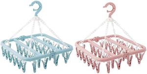 urbanware foldable cloth hanger with 28 clips laundry drip drying hanger rack plastic clothes hanger for socks towels underwear bras diapers baby clothes pants gloves plastic cloth clips pack of 2 plastic cloth clips